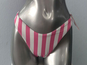 Victoria's Secret Swim Nwt Pink & White Stripe Sexy Brazilian Bikini Bottom XS